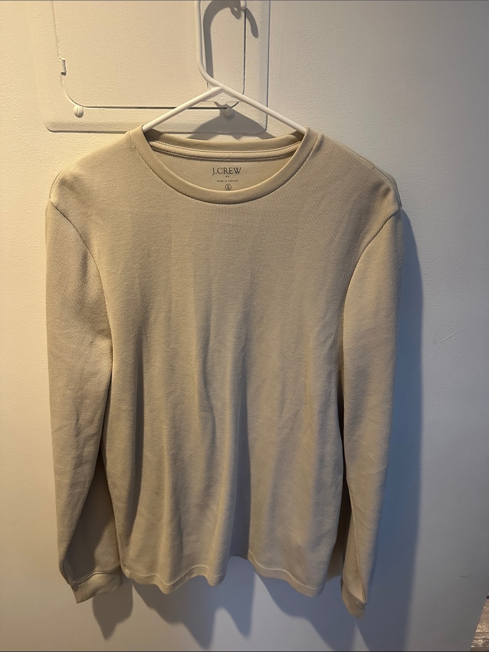 J. Crew Men's Cream Long-Sleeve Thermal Crewneck